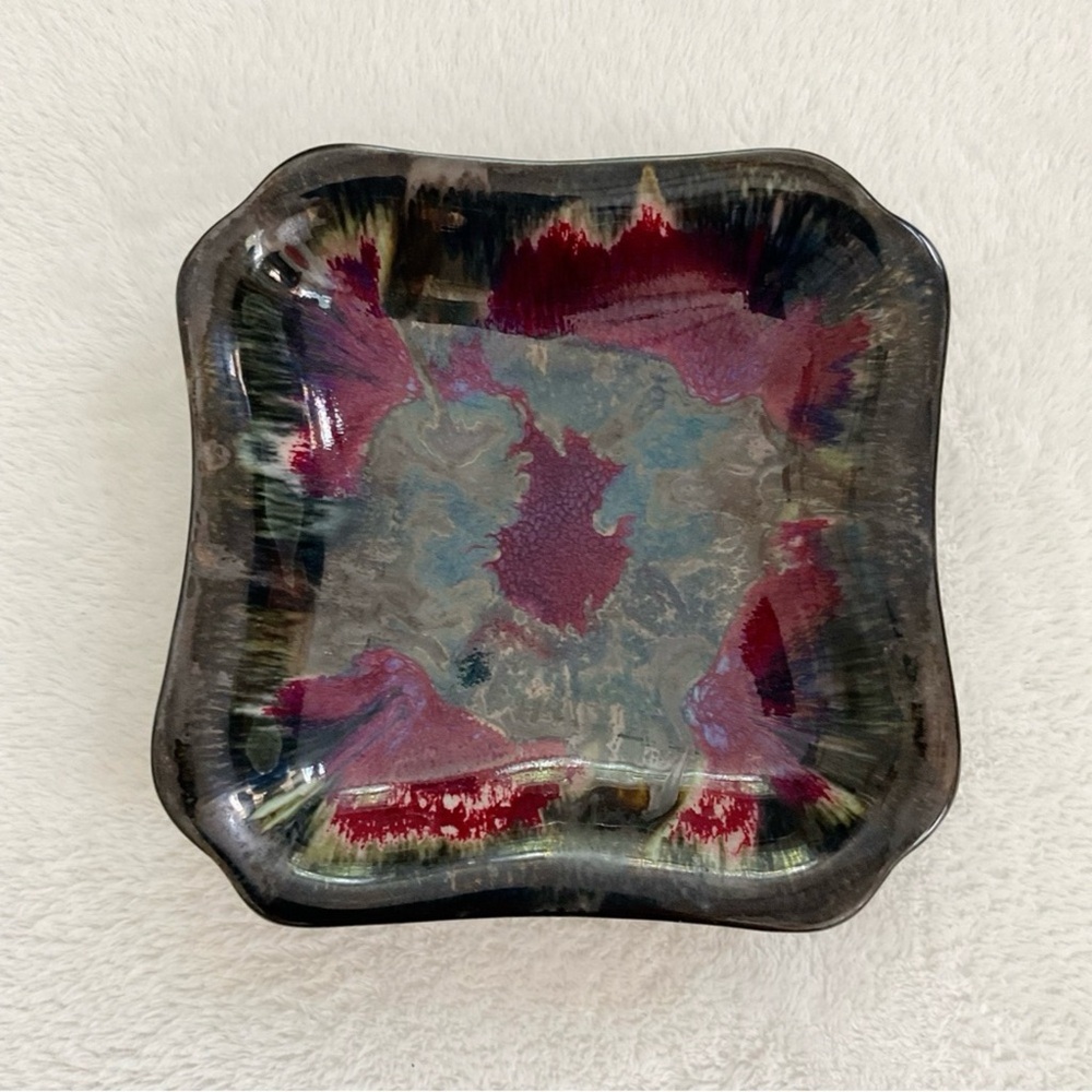 Edgecomb Potters Maine Drip Glaze Dish 7.5” Studio Art Pottery